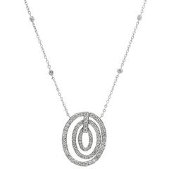 White Gold Diamonds by the Yard Necklace with Diamond Pave Ovals