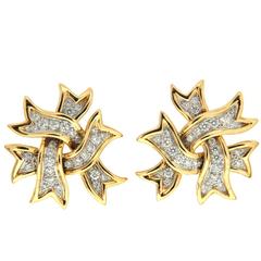 Diamond Gold Ribbon Earrings 8