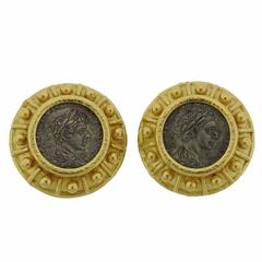 Elizabeth Locke Ancient Coin Gold Earrings