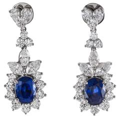 Natural Sapphire Diamond Gold Earrings 7