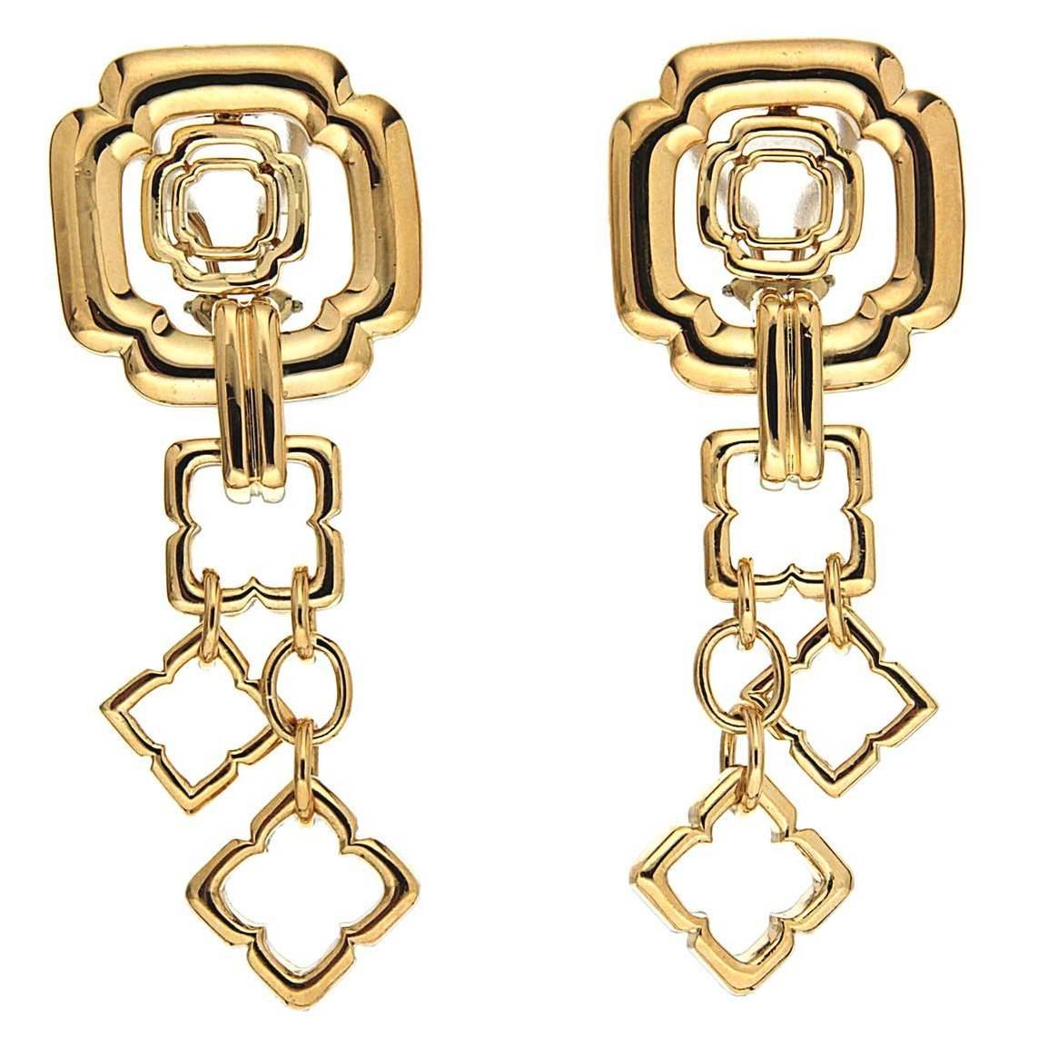 Valentin Magro Dangling Geometrical Gothic Gold Earrings