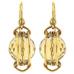 Doppio Faceted Citrine Gold Earrings