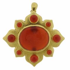 Elizabeth Locke Large Carnelian Intaglio Gold Brooch Pendant 7
