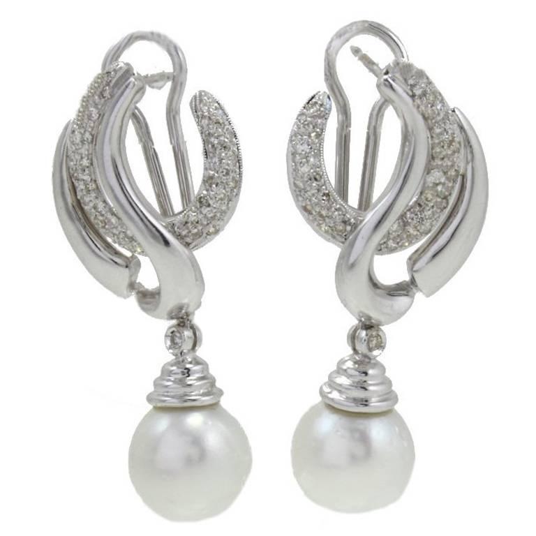 Luise Pearl Diamond Gold Dangle Earrings