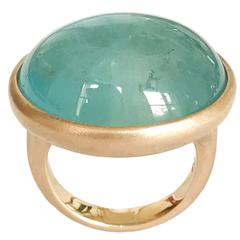 Dalben Big Cabochon Aquamarine Rose Gold Ring