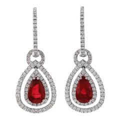 Ruby Diamond Gold Dangling Earrings 5