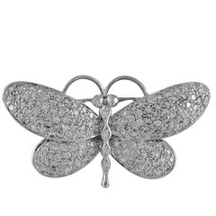 Vintage Diamond White Gold Butterfly Barrette