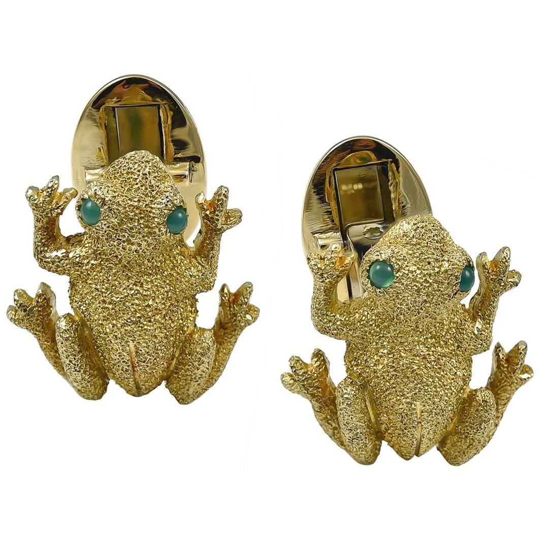 Manschettenknöpfe aus Gold mit Frosch im Angebot