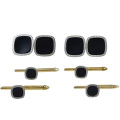 Cartier Onyx Gold Platinum Stud Set