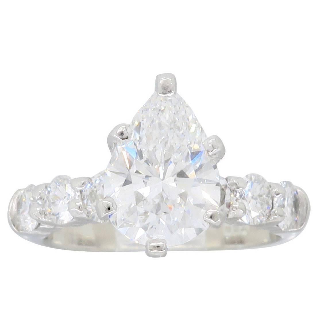 GIA Certified 1.37 Carat Pear Shape Diamond Engagement Ring