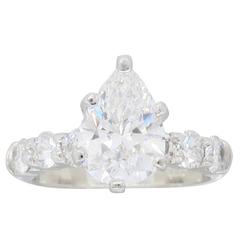 GIA Certified 1.37 Carat Pear Shape Diamond Engagement Ring