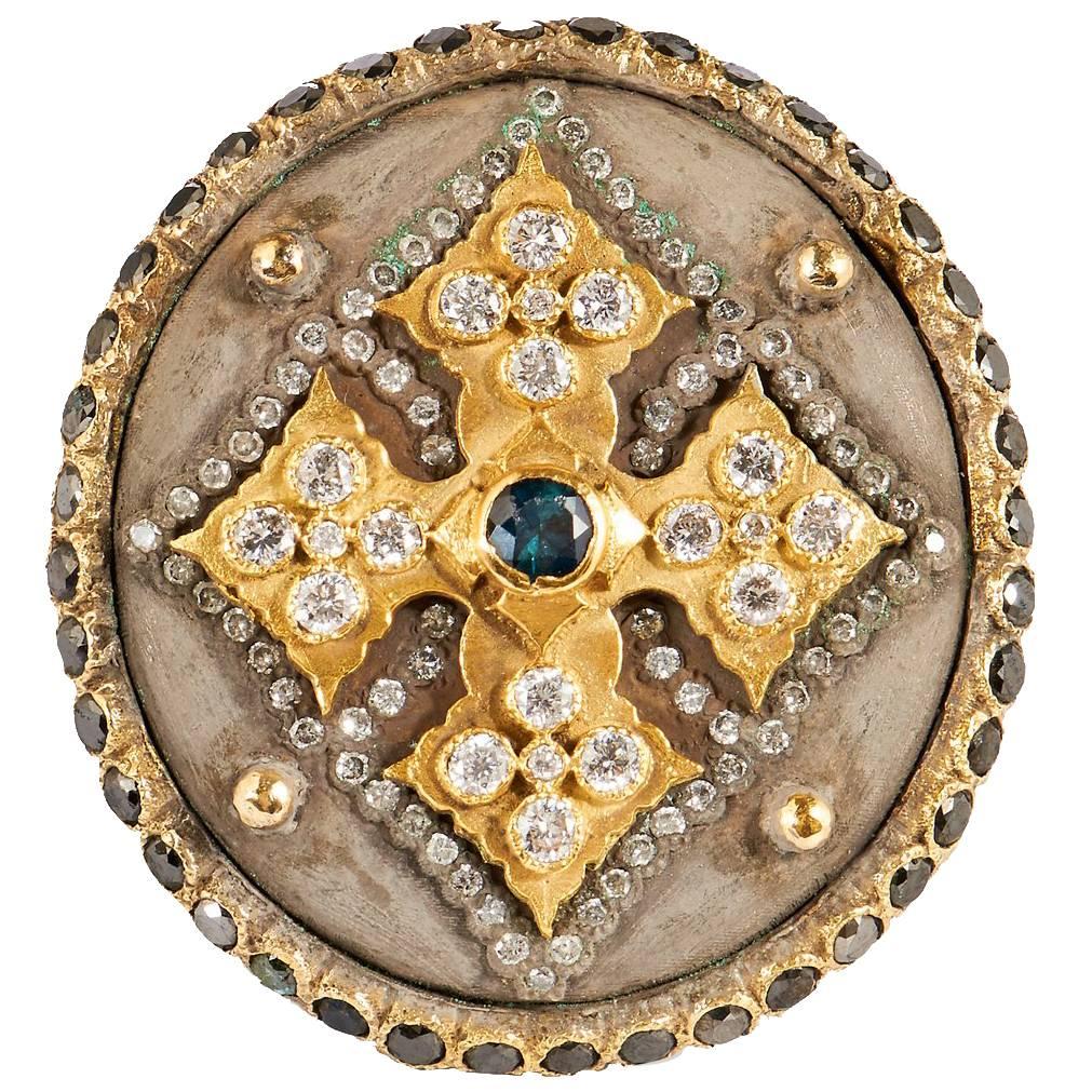 Armenta Midnight Cross Diamond & Peacock Tourmaline Ring 6