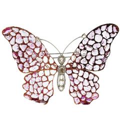 Diamond and Pink Sapphire Butterfly Brooch