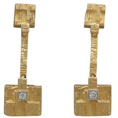 Diamond & Yellow Gold Drop Earrings by Lapponia, 1980s