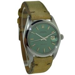 Rolex Stainless Steel Oyster Date Green Dial Wristwatch