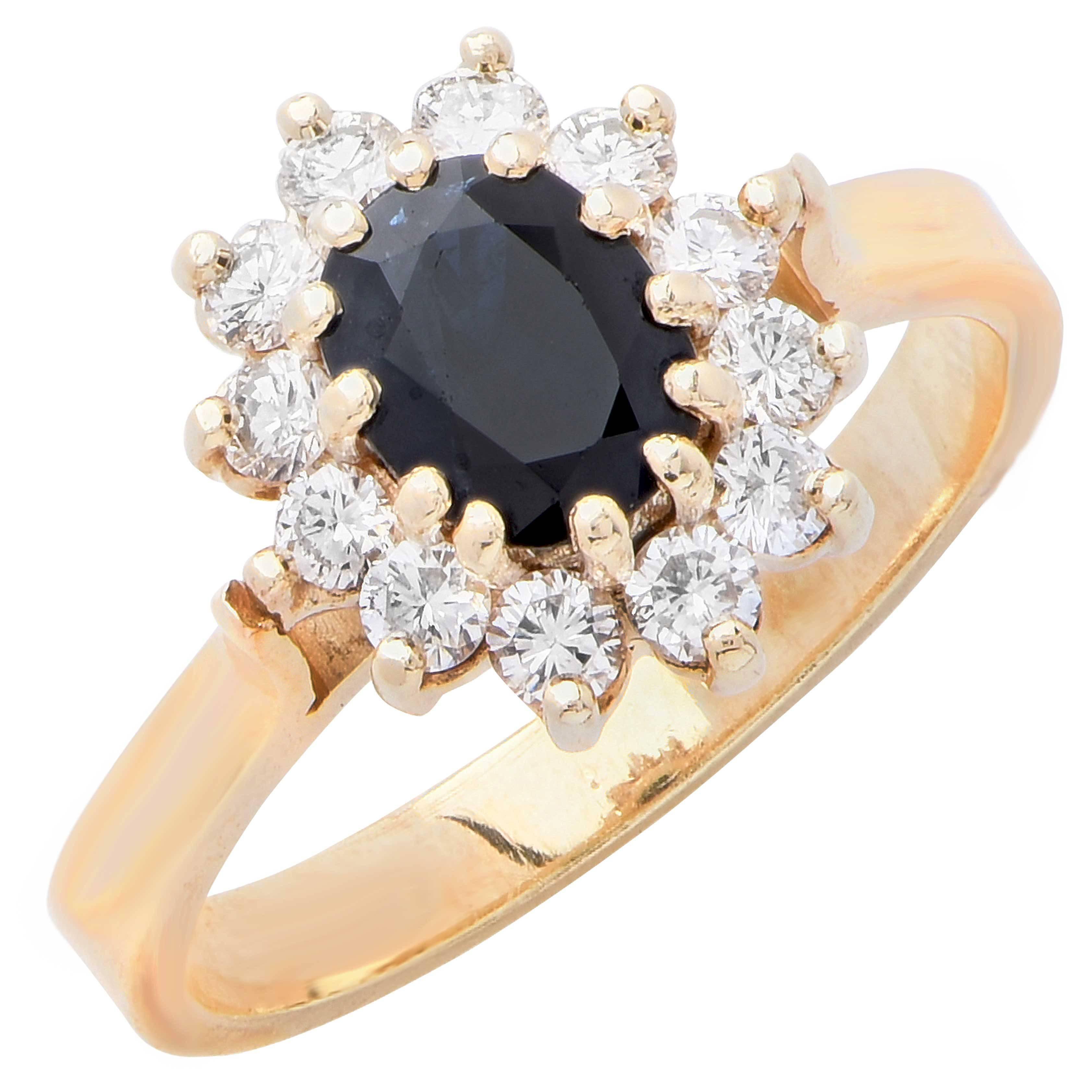 Natural Sapphire Diamond Gold Ring