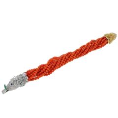 Luise Coral Emerald Ruby Sapphire Diamond Gold Twist Bracelet 2