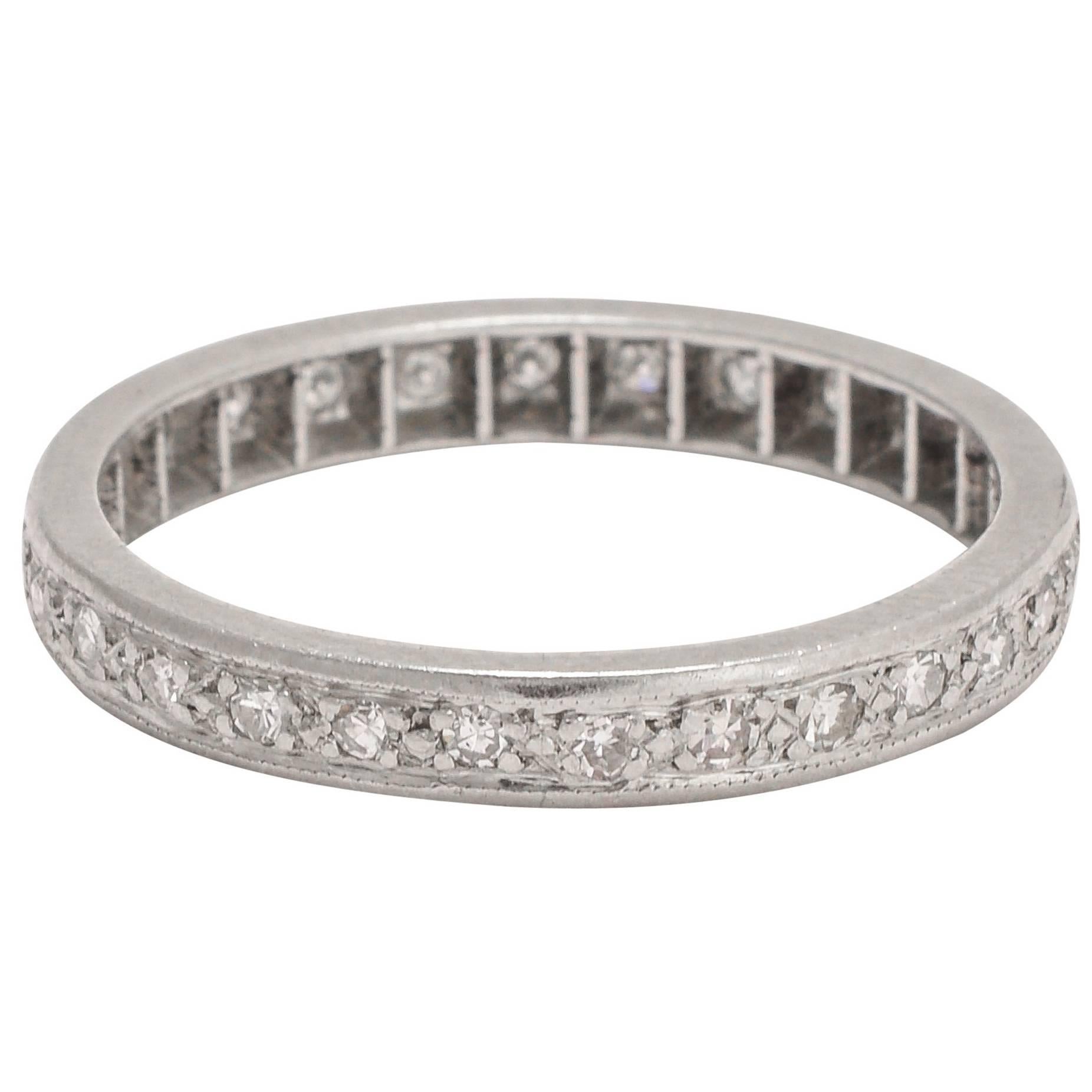 Art Deco 0.42 Carat Diamond Platinum Eternity Ring