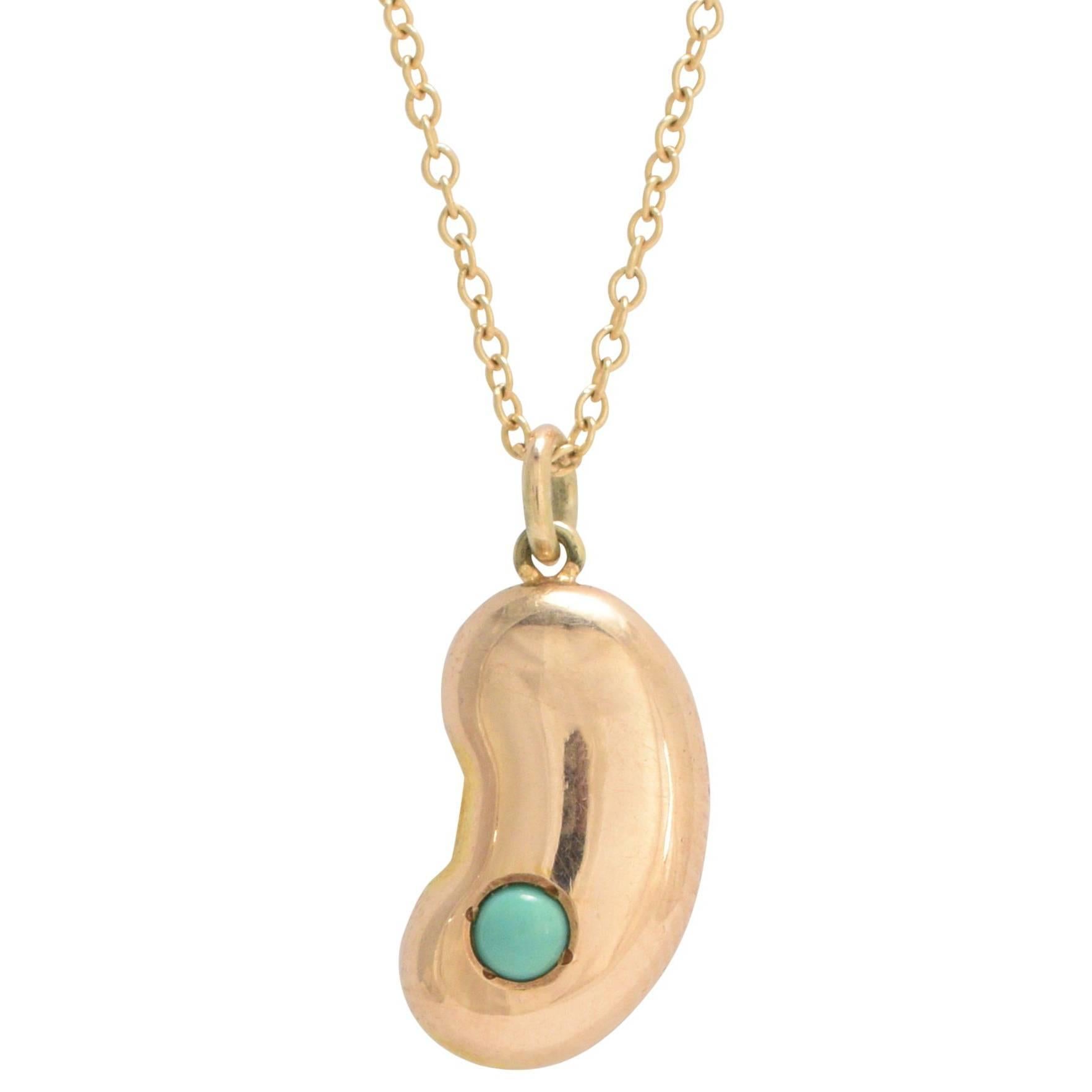 Victorian Turquoise "Lucky Bean" Pendant