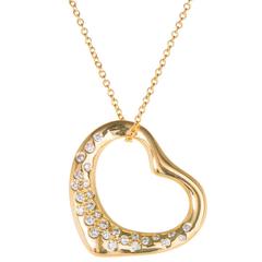 Tiffany & Co. Elsa Peretti Diamond Gold Heart Pendant Necklace