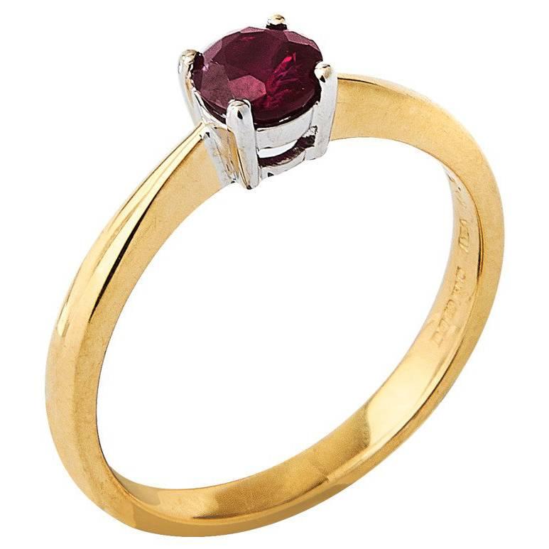 18 Carat Gold Solitaire Ruby Ring