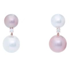 Tahitian Pearl Diamond Rose Gold Earrings 8