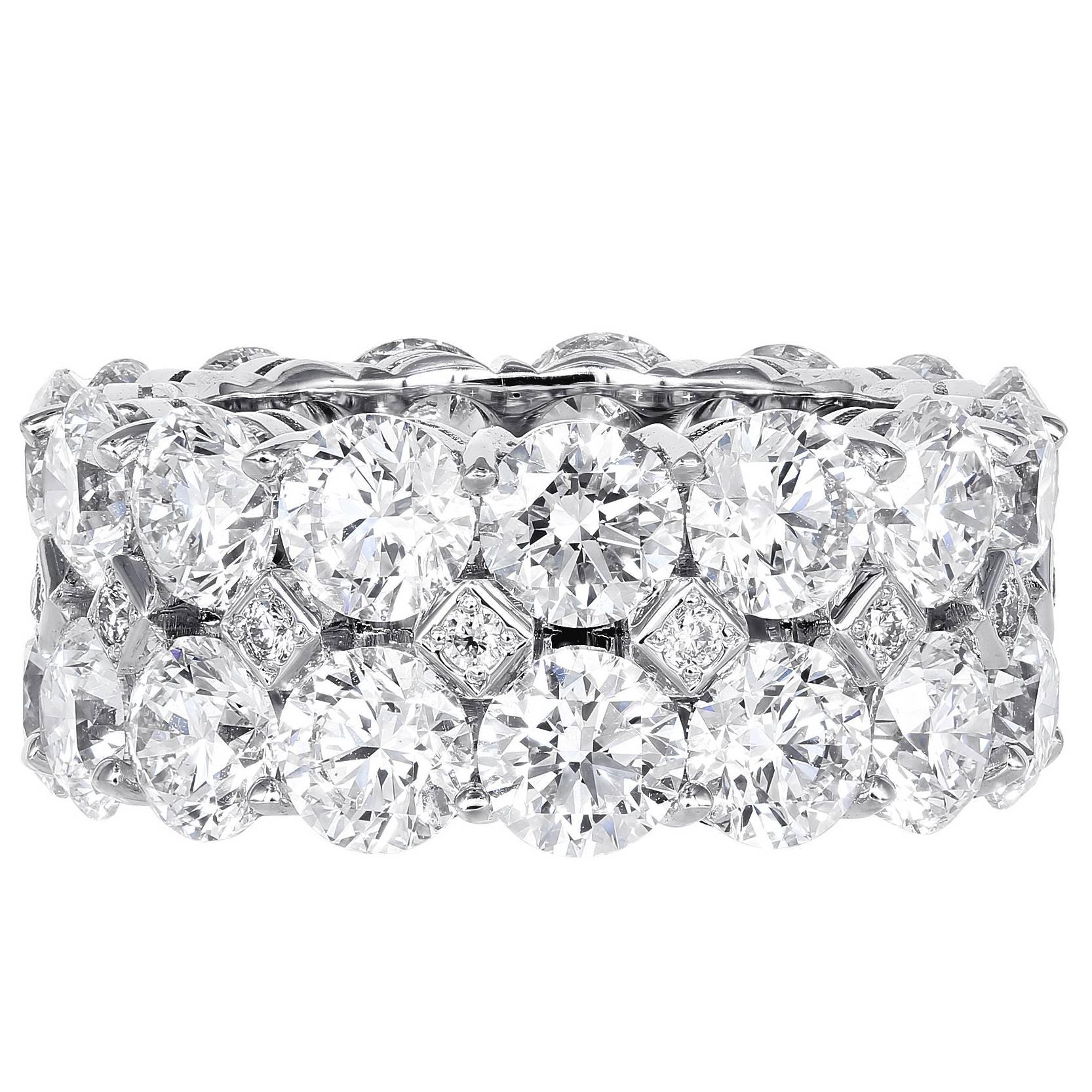 14.27 Carat Double Row Diamond Band Ring For Sale