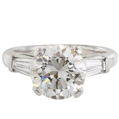 GIA Certified 3.01 Carat Three Stone Diamond Platinum Ring 11