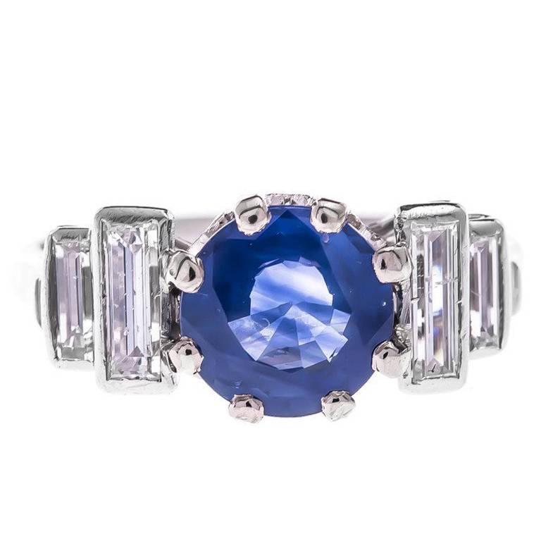 Art Deco Platinum 1.86 Carat Sapphire & Diamond Ring