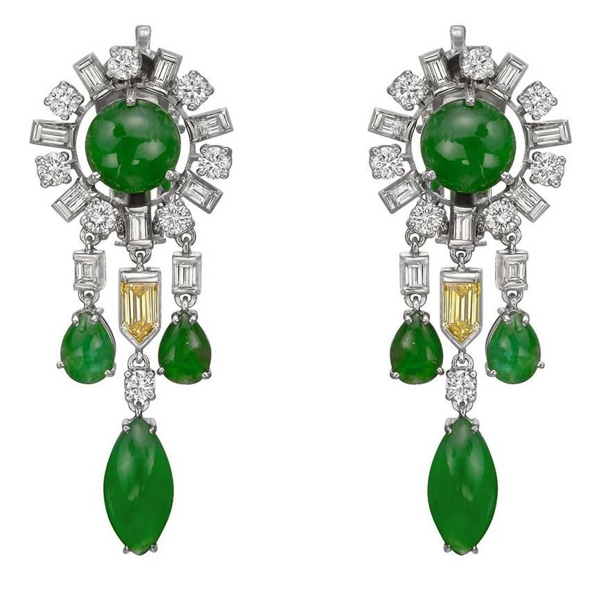 Jade Multicolored Diamond Chandelier Earrings