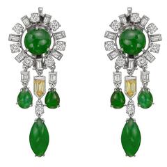 Jade Multicolored Diamond Chandelier Earrings 6