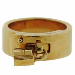 Hermes Gold Kelly Lock Charm Ring 9