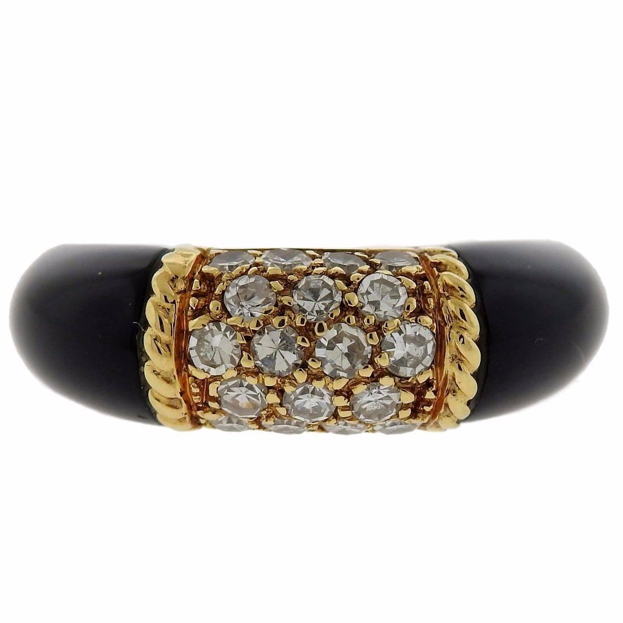 1960s Van Cleef & Arpels Onyx Diamond Gold Ring