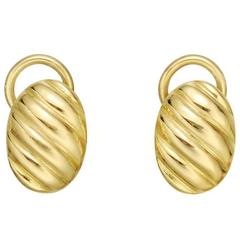 Yellow Gold Fluted Earclips