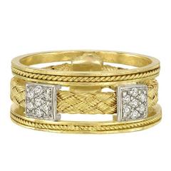 Three-Row Diamond Gold Open Band Ring