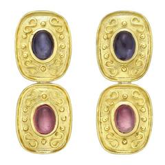 Tourmaline Iolite Gold Drop Earrings 8