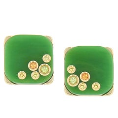 Mark Davis Bakelite Garnet Peridot Yellow Sapphire Yellow Gold Stud Earrings