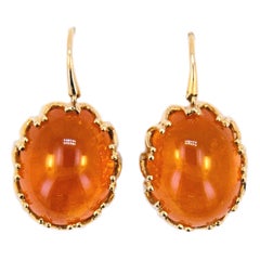 Laura Munder Mandarin Garnet Cabochon Yellow Gold Earrings