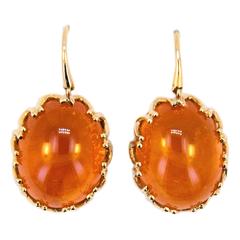 Laura Munder Mandarin Garnet Cabochon Yellow Gold Earrings 12