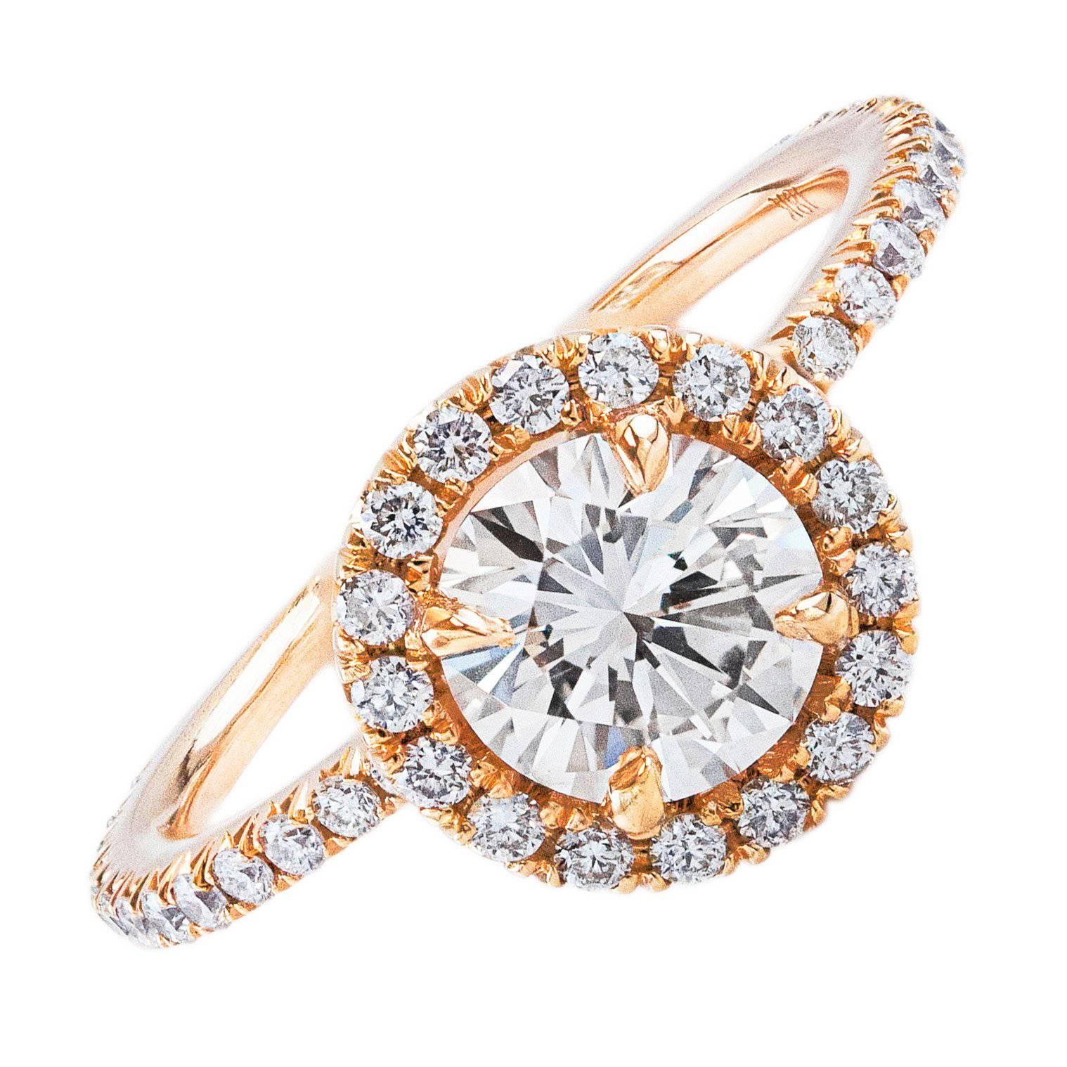 Roman Malakov 1.07 Carat Brilliant Round Shape Diamond Halo Engagement Ring