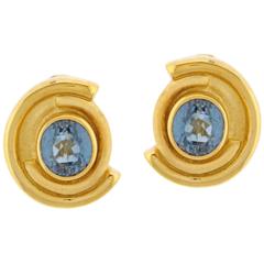 Burle Marx Blue Topaz Gold Earrings