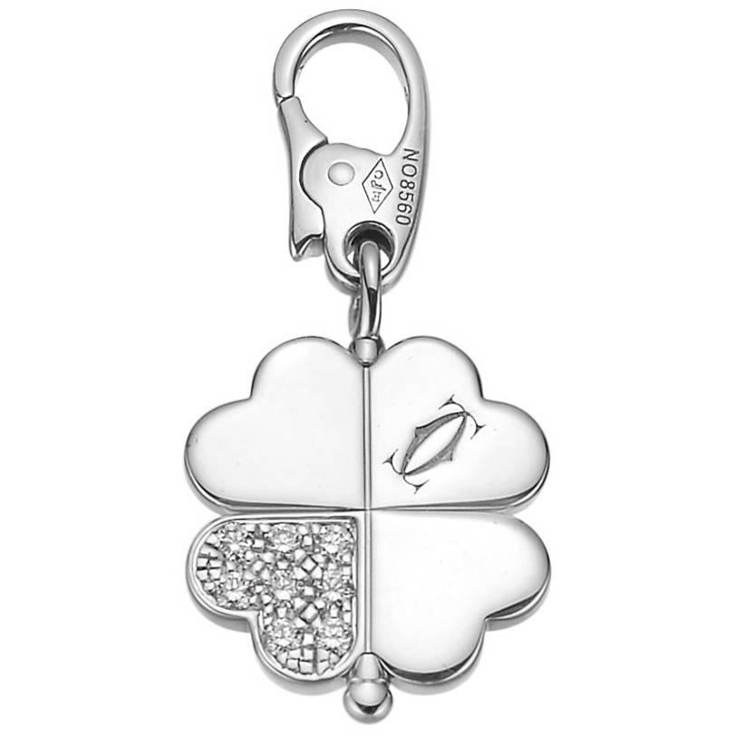 Cartier Diamond White Gold Clover Charm