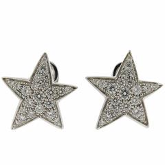 Chanel Comete Gold Diamond Star Earrings