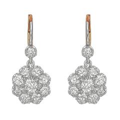 Old Mine ​Diamond Platinum Drop Earrings 6