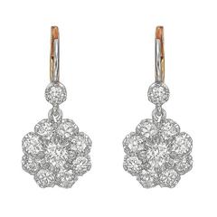 Old Mine ​Diamond Platinum Drop Earrings