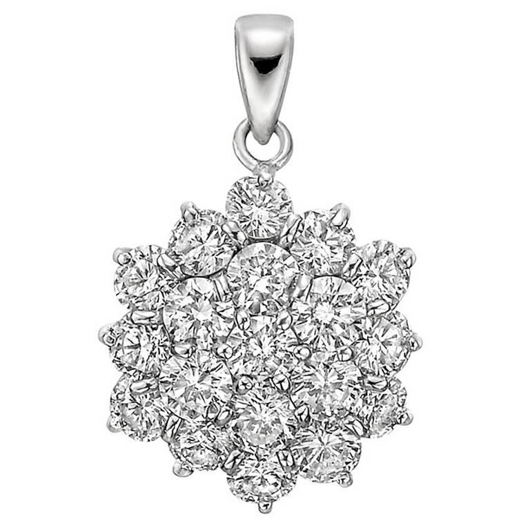 Diamond Platinum Cluster Pendant