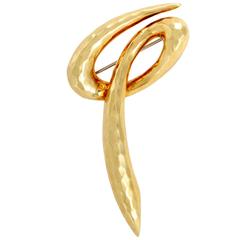 Henry Dunay Hammered Yellow Gold Brooch