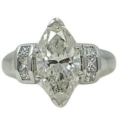Platinum 3.92 Carat Marquise Diamond Engagement Ring 8