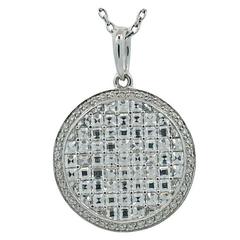 18 Karat White Gold Bez Ambar Round Diamond Pendent 5