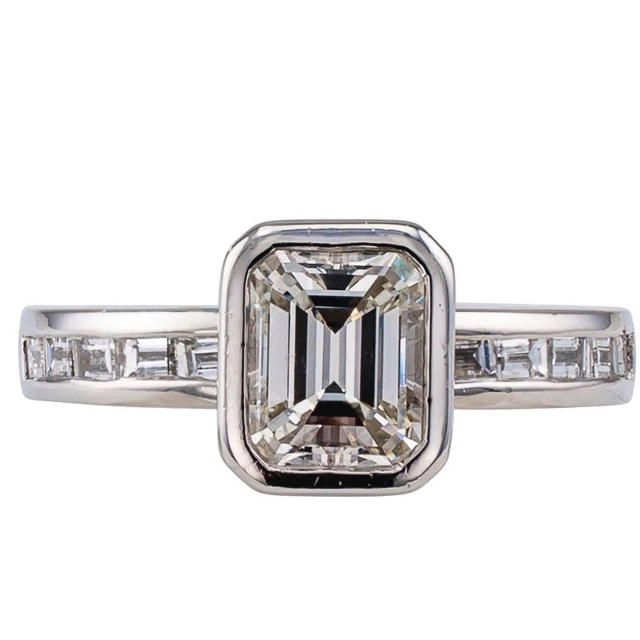 1.08 Carat Emerald Cut Diamond Engagement Ring